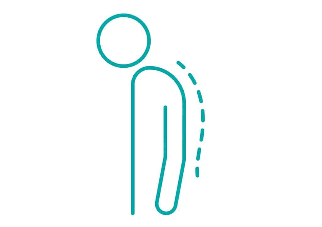 Grafika przedstawia zgarbioną postać człowieka