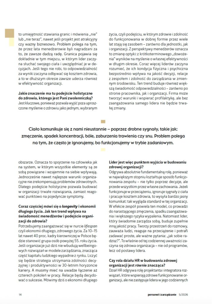 Personel i zarządzanie wywiad z Weroniką Ławniczak 05/2026 strona 6